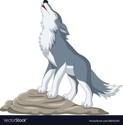 Maybe you would like to learn more about one of these? Cartoon wolf howling on rock Royalty Free Vector Image