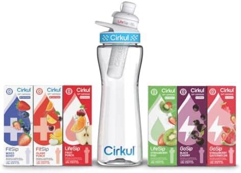 Cirkul Oz Plastic Water Bottle Starter Kit With Blue Lid Flavor