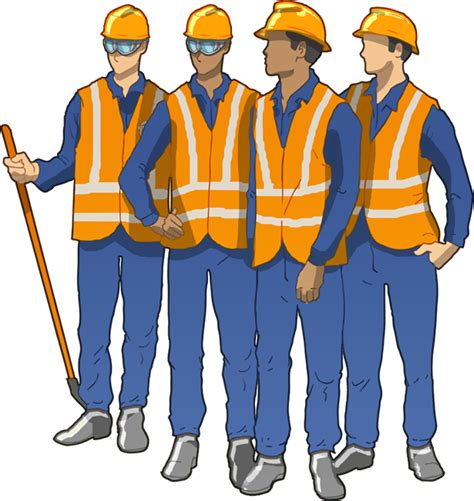 Construction Worker Cartoon Yellow Standing Job Png C