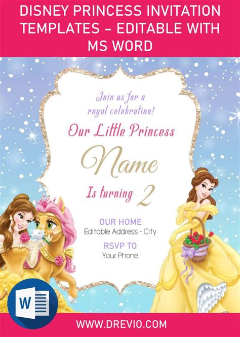 Disney Princess Invitation Templates Editable With Ms Word