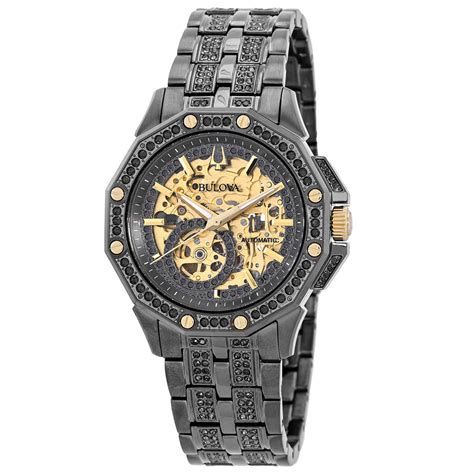 Bulova Octava Automatic Crystal Gold Skeleton Dial Men S Watch A