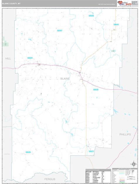 Blaine County Mt Wall Map Premium Style By Marketmaps
