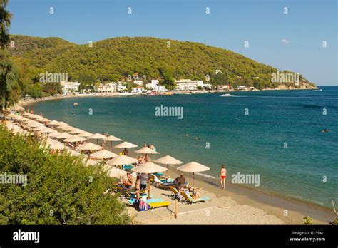 The Beach Of Askeli In Poros Island In Argosaronic Gulf Very Close