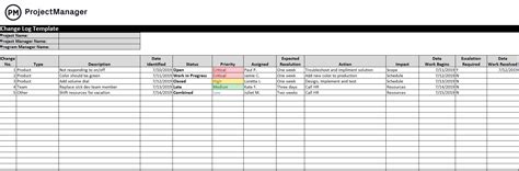 Change Log Template Free Excel Download Projectmanager