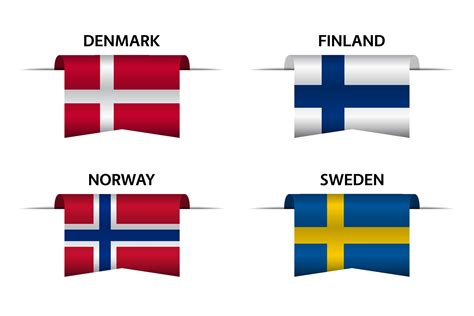 Set Of Four Danish Finnish Norwegian And Swedish Ribbons Made In
