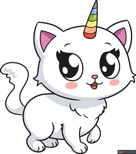 How To Draw A Cute Unicorn Cat Really Easy Drawing Tutorial