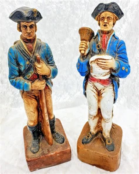 Antique Lot 2 Plaster Soldiers Revolutionary War Colonial Minutemen