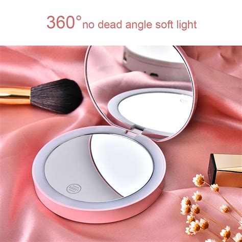 Portable Makeup Mirror Mini Leds Light Touchable Screen Foldable Magnifying Joom Online