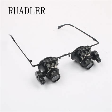 ruadler led 20x magnifier magnifying dual eye glasses loupe lens jeweler watch repair loupe