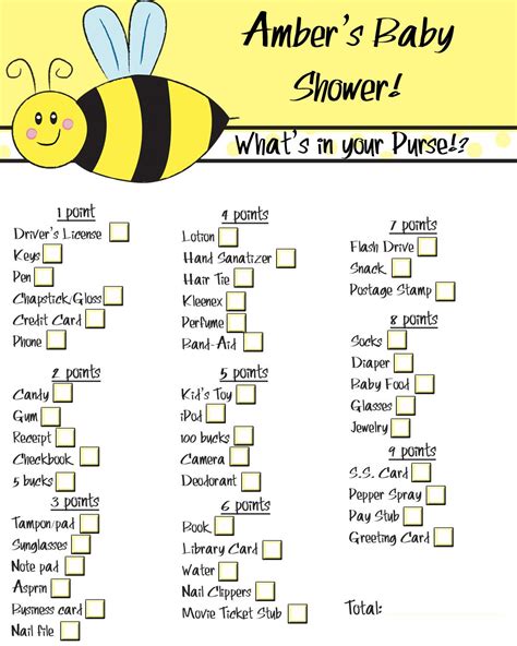 No jpg file or personalization is available. Printable Baby Shower Game -Bumble Bee Theme - What's in ...