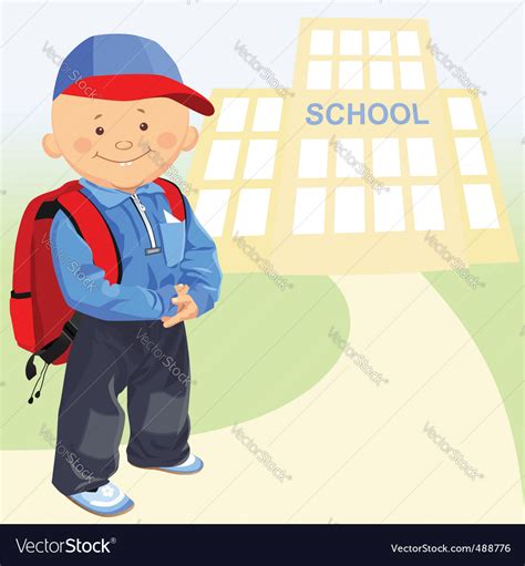 Little Boy Goes To School Royalty Free Vector Image
