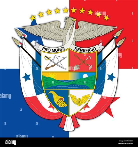 Panama Coat Of Arms And Flag Official Symbols Of The Nation Stock
