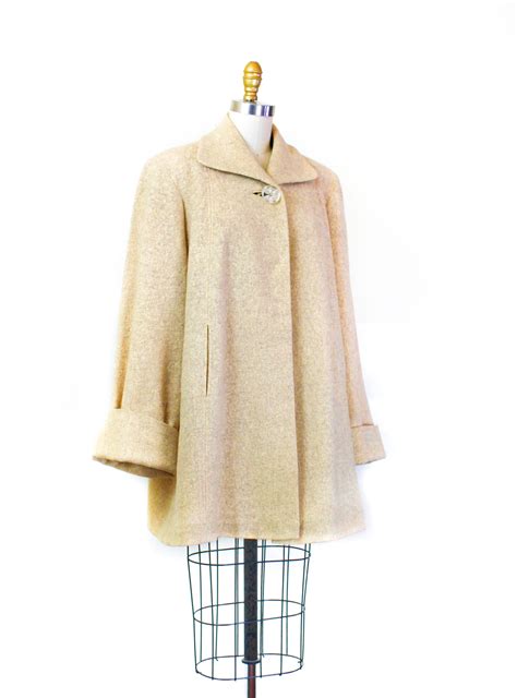 1950s Swing Coat Macaroon Vintage 1950s Tweed Cropped Wool Swing