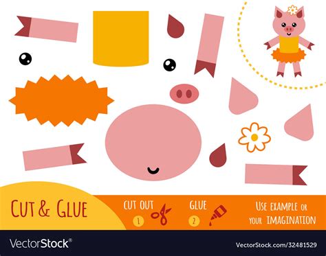 Education Paper Game For Children Pig Royalty Free Vector