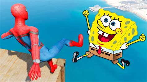 Gta 5 Spiderman Vs Spongebob Funny Jumpsragdolls Vol4 Euphoria