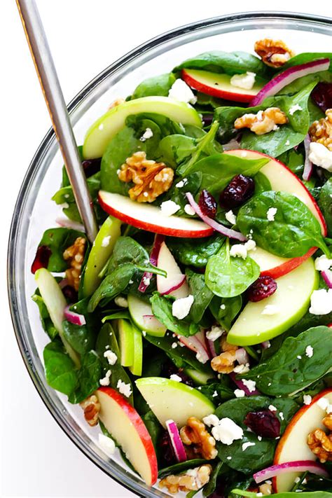 The best spinach salad and dressing recipe which everyone will love. My Favorite Apple Spinach Salad | Gimme Some Oven