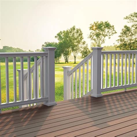 Many homeowners prefer vinyl tiles for stairs because they are smaller and therefore simpler to lay. Freedom Prescot Stair White PVC Deck Stair Rail Kit with ...
