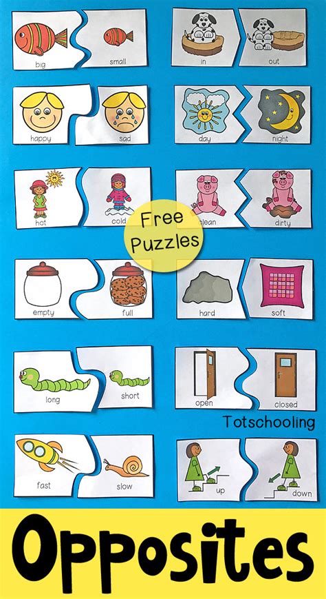 Opposites Puzzles For Preschool Opposites Preschool Free Printable
