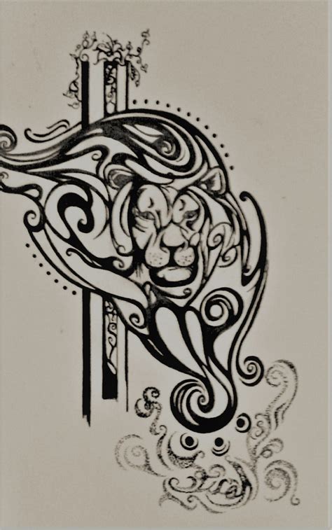 Spirit Lion Ruah Abstract Natureanimal Totem Drawing Etsy