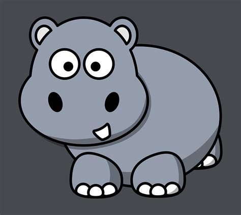 Hippo Cartoon Happy Smile Animals Funny Digital Art By Jeff Brassard