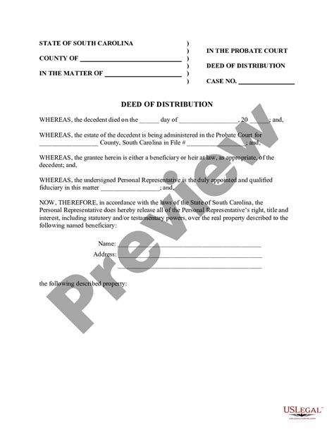 South Carolina Deed Of Distribution Deed Of Distribution Us Legal Forms