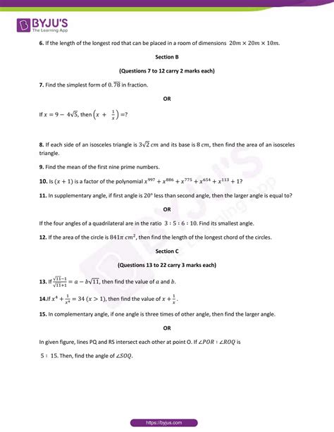 Cbse Class 9 Maths Sample Paper Set 2 Download Here Gambaran