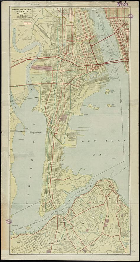 Vintage Map Of Bayonne Nj 1912 Drawing By Cartographyassociates Pixels
