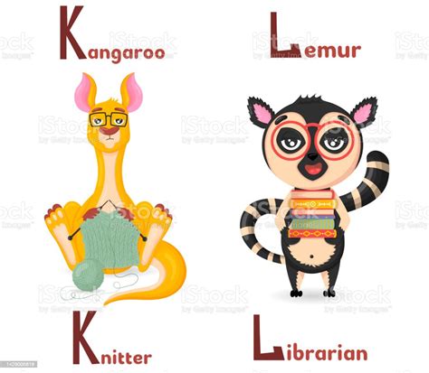 Alphabet Latin Abc Des Professions Animales Commençant Par La Lettre K