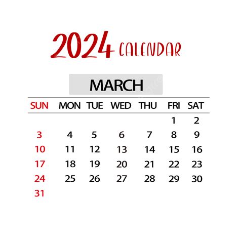 Kalender Maret 2024 Vektor Berbaris 2024 Maret 2024 Png Dan Vektor