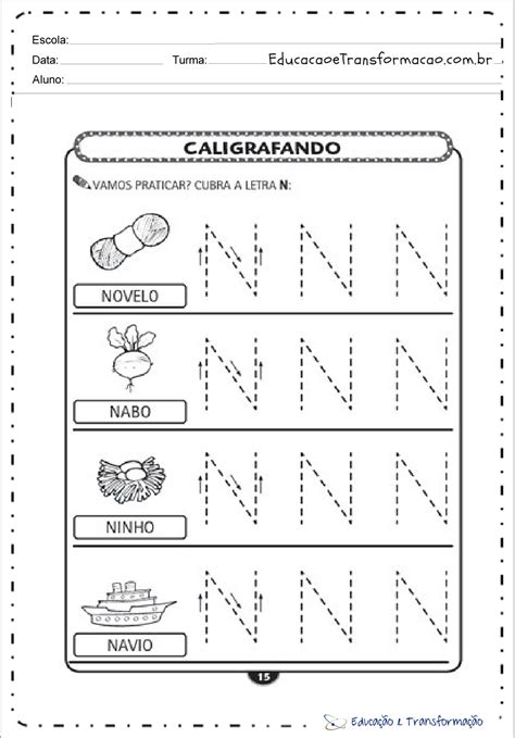 Atividades Com A Letra N Pontilhado Tracejado Educação E