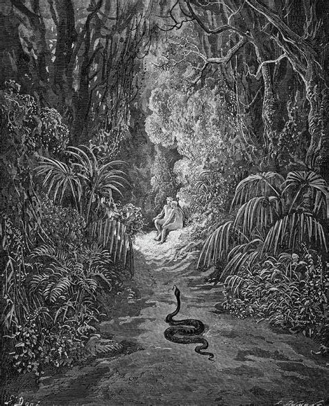 Adam And Eve And Snake Serpent By Vintage Images In 2021 Gustave Dore