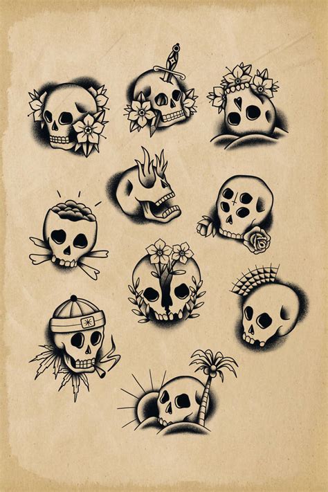 Traditional Skull Tattoo Flash Designs By Ivebeencalledmax On Deviantart