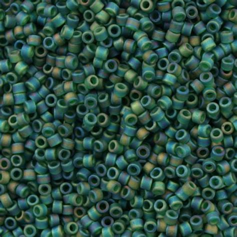 Miyuki Delica Seed Bead 100 Matte Transparent Dark Green Ab 7g Tube D