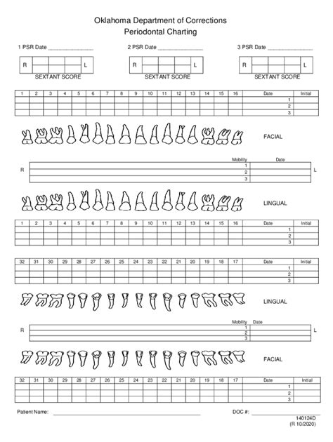 Periodontal Charting Form Printable Chart Printable Chart Dental