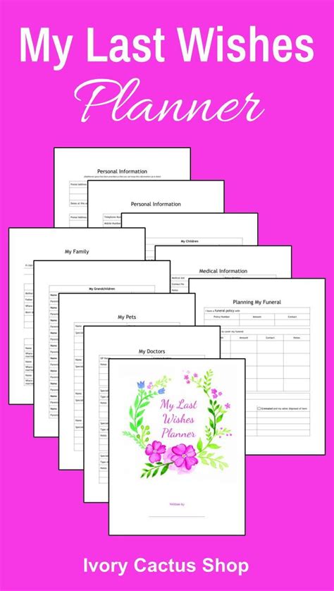 Free Printable Final Wishes Planner