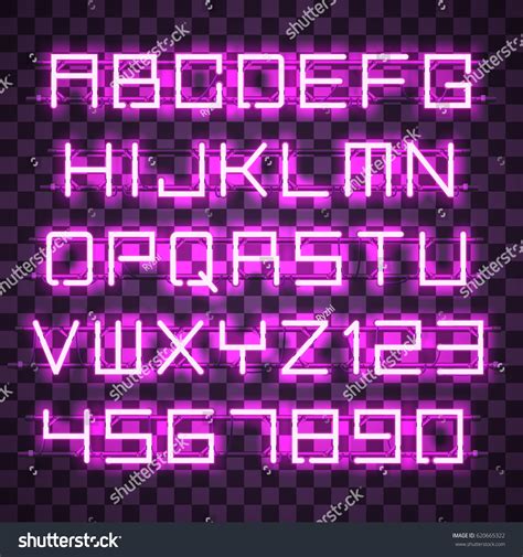 Glowing Purple Neon Alphabet Letters Z Stock Vector Royalty Free