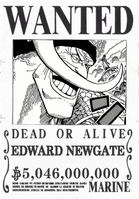 Whitebeard Bounty 5046000000 Wanted One Piece Desenhos Preto E