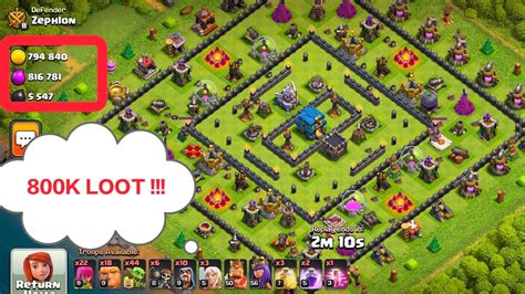 Clash Of Clans 800k Loot Attack Youtube