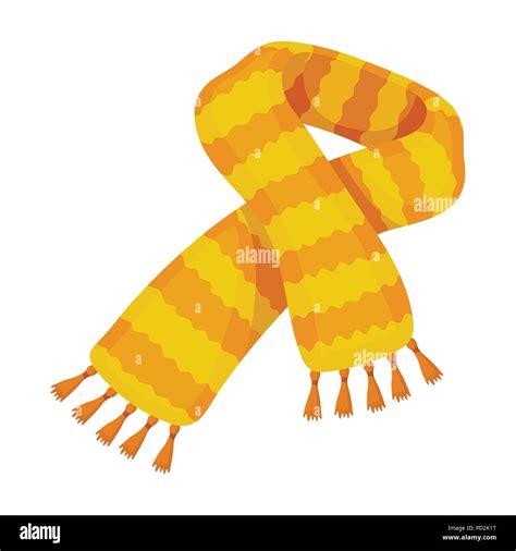 Yellow Striped Wool Scarfscarves And Shawls Single Icon In Cartoon