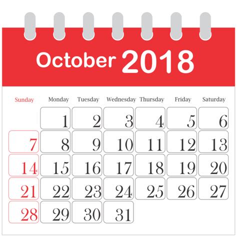 Month Calendar 2018 October Png Image Text Effect Cdr For Free