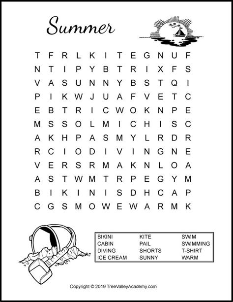 Summer Word Search Puzzles For Kids Summer Words Kids Word Search