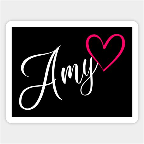 Amy Name Calligraphy Pink Heart Amy Name Sticker Teepublic
