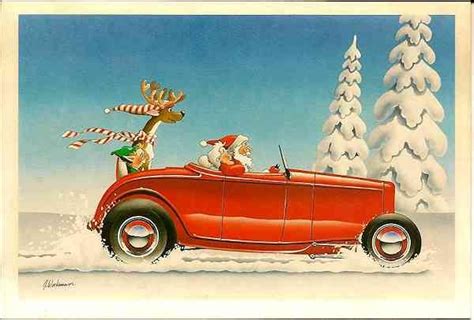 Photo Gallery Holiday Hot Rods And Pin Up Girls Hot Rod Christmas Cards Santa Art Christmas