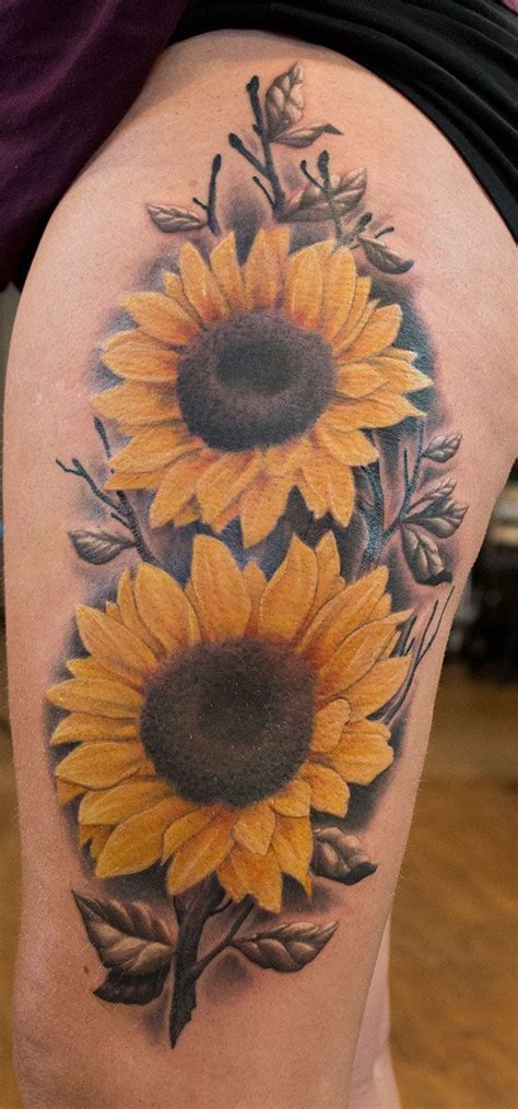 Sunflower Thigh Tattoo Designs Yoshiko Gaskins