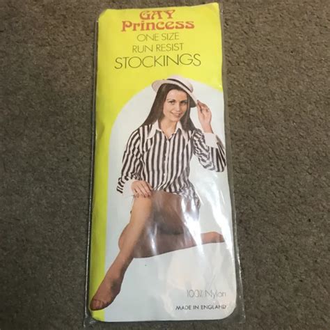 Gay Princess White Stockings Vintage Run Resist One Size 100 Nylon £699 Picclick Uk