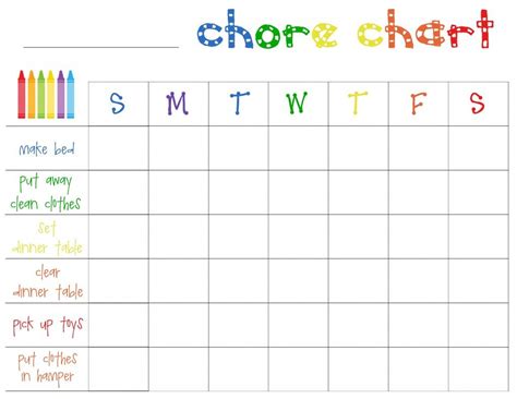 Free Printable Chore Chart For Toddlers