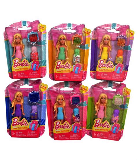 Barbie Multicolour Polymer Mini Birthday Dolls Set Pack Of 6 Buy