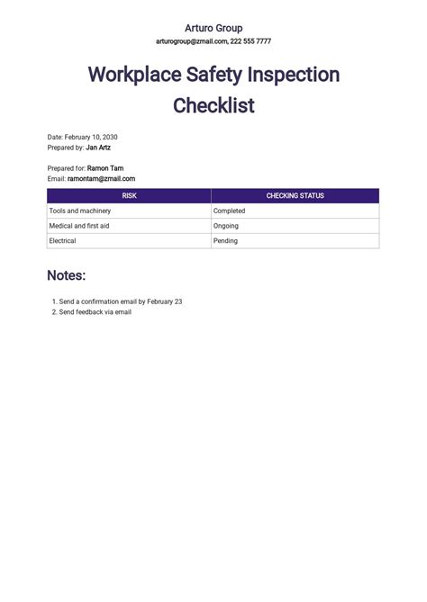 Free Safety Checklist Templates 23 Download In Pdf