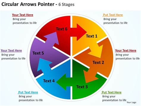 Circular Arrows Intertwined Flow Chart Process Pointer 6 Stages