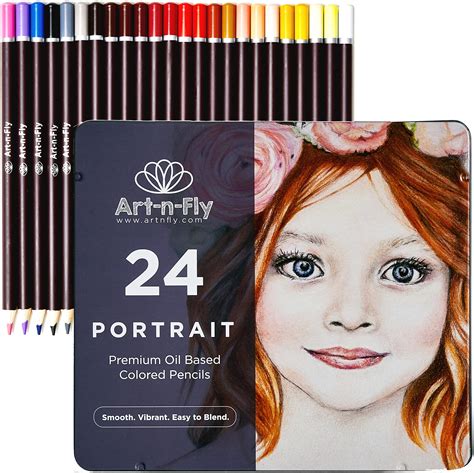 Buy 24 Oil Based Skin Tone Colored Pencils Set In Tin Box Art Skin